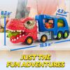 imageJOYIN Dinosaur Toys for Kids 24 Toddler Boy Toys Dinosaur Carrier Truck with 6 Rubber Car Vehicles Christmas Birthday Gifts with Music ampamp Lights for 2 3 4 5 Year OldClassic Dinosaur Truck