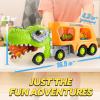 imageJOYIN Dinosaur Toys for Kids 24 Toddler Boy Toys Dinosaur Carrier Truck with 6 Rubber Car Vehicles Christmas Birthday Gifts with Music ampamp Lights for 2 3 4 5 Year OldTropical Dinosaur Truck