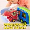 imageJOYIN Dinosaur Toys for Kids 24 Toddler Boy Toys Dinosaur Carrier Truck with 6 Rubber Car Vehicles Christmas Birthday Gifts with Music ampamp Lights for 2 3 4 5 Year OldClassic Dinosaur Truck