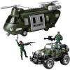imageJOYIN Military Vehicles Toy Set of Friction Powered Transport Helicopter and Military Truck with Light and Sound Siren and Army Men Soldier Action Figures for Kids Presents for Kids