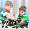 imageJOYIN Military Vehicles Toy Set of Friction Powered Transport Helicopter and Military Truck with Light and Sound Siren and Army Men Soldier Action Figures for Kids Presents for Kids