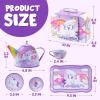 imageJOYIN Unicorn Tea Party Set for Little Girls Pretend Pink Tin Teapot Set Princess Tea Time Play Kitchen Toy with Teapot Cup Plate Carrying Case for Kids Toddlers Age 3 4 5 6 Gift for ChristmasPurple Unicorn