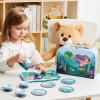 imageJOYIN Unicorn Tea Party Set for Little Girls Pretend Pink Tin Teapot Set Princess Tea Time Play Kitchen Toy with Teapot Cup Plate Carrying Case for Kids Toddlers Age 3 4 5 6 Gift for ChristmasMermaid