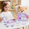 imageJOYIN Unicorn Tea Party Set for Little Girls Pretend Pink Tin Teapot Set Princess Tea Time Play Kitchen Toy with Teapot Cup Plate Carrying Case for Kids Toddlers Age 3 4 5 6 Gift for ChristmasPurple Unicorn