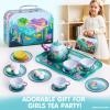 imageJOYIN Unicorn Tea Party Set for Little Girls Pretend Pink Tin Teapot Set Princess Tea Time Play Kitchen Toy with Teapot Cup Plate Carrying Case for Kids Toddlers Age 3 4 5 6 Gift for ChristmasMermaid
