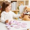 imageJOYIN Unicorn Tea Party Set for Little Girls Pretend Pink Tin Teapot Set Princess Tea Time Play Kitchen Toy with Teapot Cup Plate Carrying Case for Kids Toddlers Age 3 4 5 6 Gift for ChristmasUnicorn
