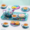 imageJOYIN Unicorn Tea Party Set for Little Girls Pretend Pink Tin Teapot Set Princess Tea Time Play Kitchen Toy with Teapot Cup Plate Carrying Case for Kids Toddlers Age 3 4 5 6 Gift for ChristmasMermaid