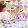 imageJOYIN Unicorn Tea Party Set for Little Girls Pretend Pink Tin Teapot Set Princess Tea Time Play Kitchen Toy with Teapot Cup Plate Carrying Case for Kids Toddlers Age 3 4 5 6 Gift for ChristmasPurple Unicorn