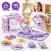 imageJOYIN Unicorn Tea Party Set for Little Girls Pretend Pink Tin Teapot Set Princess Tea Time Play Kitchen Toy with Teapot Cup Plate Carrying Case for Kids Toddlers Age 3 4 5 6 Gift for ChristmasPurple Unicorn