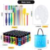 imageJOYIN Washable Tempera Paint Set for Kids 42PCS Non Toxic Liquid Paint with 15 Brushes and 4 Palettes  Art Supply for Kids for Arts and Crafts Project Finger Painting 2 oz Each2 Fl Oz Pack of 42