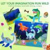 imageKlever Kits Foil Art Kit for Kids  Arts ampamp Crafts Supplies Mess Free Coloring Foil Foam Stickers Creative Travel Toys Birthday Gifts for Boys ampamp Girls Ages 4 and UpDinosaur