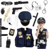 imageJOYIN 14 Pcs Police Pretend Play Toys Hat and Uniform Outfit for Halloween Dress Up Party Officer Costume Roleplaying