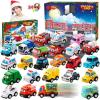 imageJOYIN 2025 Advent Calendar with 24 Vehicles Countdown Advent Calendar Gifts Kids Toddler Boys Xmas Gift 24 Vehicles with Pull Back Police Racing Cars