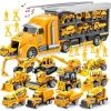 imageJOYIN 25 in 1 Green Military Big Truck Toys Army Men Tanks Set with Soldier Men Mini Battle Car Toy in Carrier Truck with Lights and Sounds Gifts for Toddler Kids Boys Ages 3Construction Truck