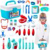 imageJOYIN 31Pcs Doctor Kit for KidsPretend Play Toys Educational Dentist Medical Kit with Electronic StethoscopeDoctor Role Play CostumeDurable Medical Dr Kit Toys for Boys Girls Gifts Ages 3