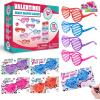 imageJOYIN 32 Packs Valentines Day Shade Glasses with Gift Cards Heart Shaped Shutter Heart Glasses Valentines Day Accessories for Kids Party Favor Classroom Exchange Prize Suppliesred blue purple pink