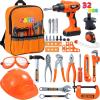 imageJOYIN 32PCS Kids Tool Set Pretend Play Toddler Tool Toys with Construction Backpack Costume ampamp Electronic Toy Drill for Boy Girl Halloween Present Birthday Dress Up Party