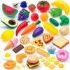 imageJOYIN 50 Piece Set of Kitchen Toys Dinnerware Dummy Fruits Vegetables Plastic Accessories for Children Educational Learning Toy Role Play Gift Easter Basket Stuffers