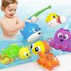 imageJOYIN Baby Bath Toy Set  Magnetic Fishing Toy with Fishing Rod Soft Puffer ampamp Clown Fish Spinning Octopus and Starfish Windup Shark and Turtle  Sensory Development for Infants ampamp Toddler