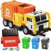 imageJOYIN Large Friction Powered Garbage Truck Toy Set Includes Dumpster Trash Bins and Learning Cards for Kids Boy Toys Birthday Gift for Boys Girls Kids Toddler Gift for ChristmasOrange
