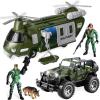 imageJOYIN Military Vehicles Toy Set of Friction Powered Transport Helicopter and Military Truck with Light and Sound Siren and Army Men Soldier Action Figures for Kids Presents for Kids