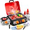 imageKids BBQ Grill Playset Kitchen Toy Set with Pretend Smoke Light Sound ampamp ColorChanging Food Play Kitchen Accessories Indoor Outdoor Cooking Toy for Boys Girls Kids Birthday Gift