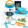 imagePlayAct Bug Catcher Nature Exploration Set  Includes Habitat Bucket Critter Box Activity Booklet Butterfly Net Magnifier Tweezer Pipette Bug Tong and Exploration Hat Bug Catching Kids 3