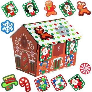 imageChristmas 12 Days Countdown Advent Calendar with 1 Magnetic Wooden Gingerbread House and 12 Magnets Characters