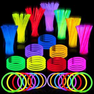 imageJOYIN 100 Pcs 8quot Glowsticks Halloween Supplies Pack Bracelets Necklaces Glow in the Dark Party Favors Easter Christmas Football Party Supplies