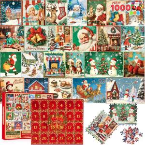 imageJOYIN 1000 PCS Christmas Advent Calendar 2025 Puzzles 24 Days Christmas Countdown Puzzles for Xmas Party Favors Supplies Classroom Prizes Boys Girls Kids Fun Gifts