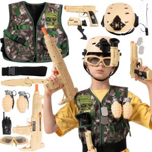imageJOYIN 12 Pcs Army Soldier Costume Set  For Kids Halloween Cosplay and Role Play