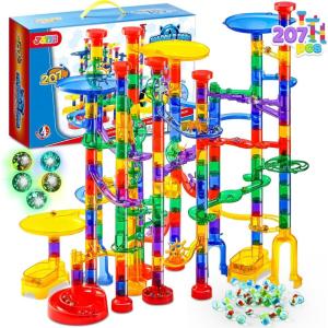 imageJOYIN 170Pcs Glowing Marble Run Construction Building Blocks Toys with 5 Glow in The Dark Glass Marbles STEM Educational Building Block Toy Gift for Christmas120 Plastic Pieces  50 Glass Marbles196Extreme Set