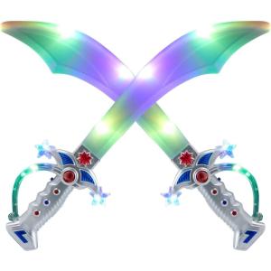 imageJOYIN 2 Deluxe Pirate 195quot LED Light Up Flashing Buccaneer Swords with Motion Activated Clanging Sounds for Realistic Play Halloween Party by Spooktacular Creations
