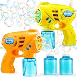 imageJOYIN 2 Kids Bubble Gun with 2 Bottles Refill Solution Bubble Machine Gun for Toddlers 13 Kids 48 Party Favors Summer Toy Outdoors Easter Birthday GiftOrangeyellow