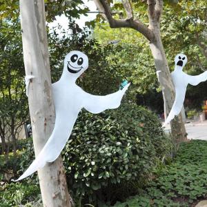 imageJOYIN 2 Pcs 53 Halloween Decoration Outdoor Halloween Tree Wrap Ghost Decoration Outdoor Smiling Hanging Ghost Design for Lawn Tree Party Supplies Haunted House Wrap DecorFunny Ghost