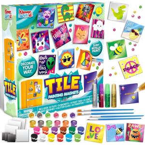 imageJOYIN 24 Magnetic Mini Tiles Art Kit Creativity DIY Paint Arts and Crafts for Kids DIY Supplies for Party Favors Family Activity Birthday Present Toys Gifts for Boys and Girls