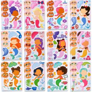 imageJOYIN 24 Sheets 9quotx6quot Make a face Stickers for Kids Make Your Own Stickers with Unicorn Dinosaur Sea and Safari Animals Party Favors Kids Crafts Goodie Bags Stuffers Classroom ActivitiesMermaid