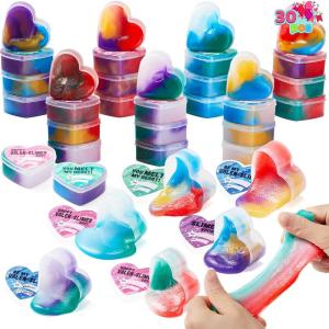 imageJOYIN 30 PCS Valentines Day Galaxy Slime Hearts for Kids Valentine Classroom Exchange Prizes Party Favors Gift ExchangeGalaxy