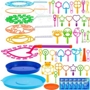 imageJOYIN Big Bubble Wands Set Bulk for Kids Summer Outdoor Toy Game Activity Party Favors 18 Pcs Giant Bubble Maker with Tray 12quot Large 6 Pcs Solution Suitable for All Age PeopleVarious