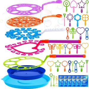 imageJOYIN Big Bubble Wands Set Bulk for Kids Summer Outdoor Toy Game Activity Party Favors 18 Pcs Giant Bubble Maker with Tray 12quot Large 6 Pcs Solution Suitable for All Age PeopleRegular