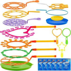 imageJOYIN Big Bubble Wands Set Bulk for Kids Summer Outdoor Toy Game Activity Party Favors 18 Pcs Giant Bubble Maker with Tray 12quot Large 6 Pcs Solution Suitable for All Age PeopleLuxury