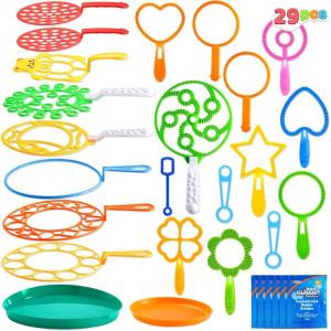 imageJOYIN Big Bubble Wands Set Bulk for Kids Summer Outdoor Toy Game Activity Party Favors 18 Pcs Giant Bubble Maker with Tray 12quot Large 6 Pcs Solution Suitable for All Age PeopleClassic