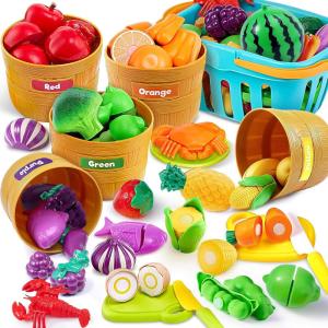 imageJOYIN Educational Toys Play Food Set for Toddlers Cutting Food for Preschool Activities Pretend Play Kitchen Accessories Learning Toys Color Sorting Set for Boys ampamp Girls Gifts for Christmas