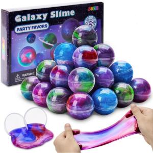 imageJOYIN Slime Party Favors 24 Pack Galaxy Slime Ball  Stretchy NonSticky MessFree Stress Relief and Safe  Toys for Girls and Boys  Classroom Reward Party SuppliesAurora