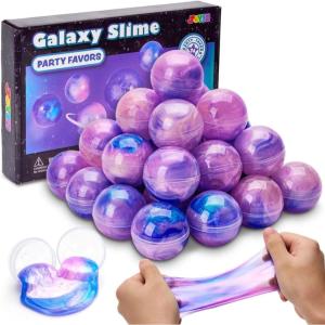 imageJOYIN Slime Party Favors 24 Pack Galaxy Slime Ball  Stretchy NonSticky MessFree Stress Relief and Safe  Toys for Girls and Boys  Classroom Reward Party SuppliesStellar
