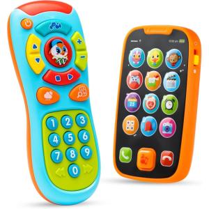 imageJOYIN Smartphone Toys for Baby Remote Control Baby Phone with Music Learning Toy Birthday Gifts for Infants Kids Boys and Girls Gift for ChristmasBlue Phone and Remote Toy with Bird