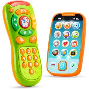imageJOYIN Smartphone Toys for Baby Remote Control Baby Phone with Music Learning Toy Birthday Gifts for Infants Kids Boys and Girls Gift for ChristmasGreen Phone and Remote Toy with Horse