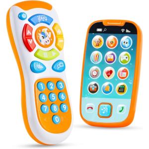 imageJOYIN Smartphone Toys for Baby Remote Control Baby Phone with Music Learning Toy Birthday Gifts for Infants Kids Boys and Girls Gift for ChristmasWhite Phone and Remote Toy with Horse