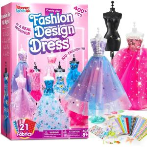 imageKlever Kits 400PCS Fashion Design Crafts for Kids Art and Crafts DIY Sewing Kits with 3 Mannequins for Girls Aged 812 Birthday Presents Toys for Kids