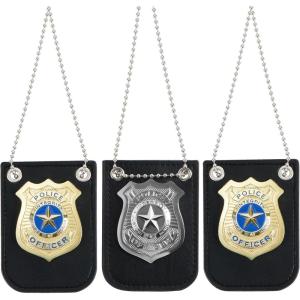 imageSpooktacular Creations Gold and Silver Badge Set for Police Pretend Play Halloween Dress Up Games Cop Costume Accessories Party Favors Christmas Stuffers for Boys Men Women